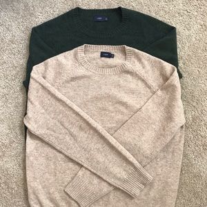 TWO J Crew Lambs Wool sweaters XL